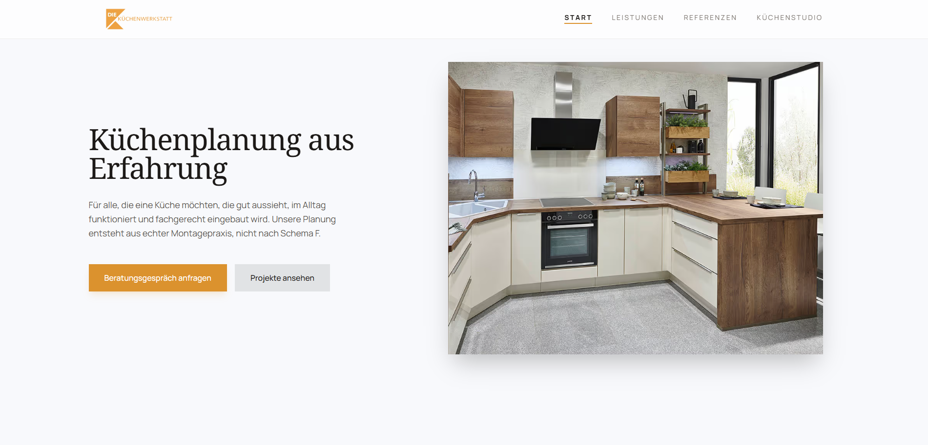 Projektansicht Küchenwerkstatt Webseite